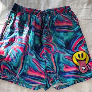 #84 Neon Blue Tie-Dye Shorts men’s Large